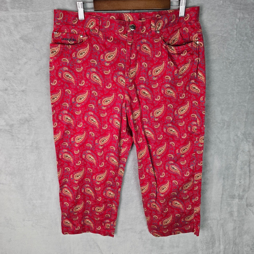 Lauren Jeans Co Ralph Lauren Red Paisley Cropped Capri Pants Womens 16 High Rise
